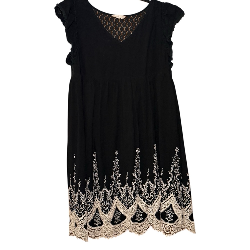 Altar'd State Black Dress‎ with Cream Embroidery